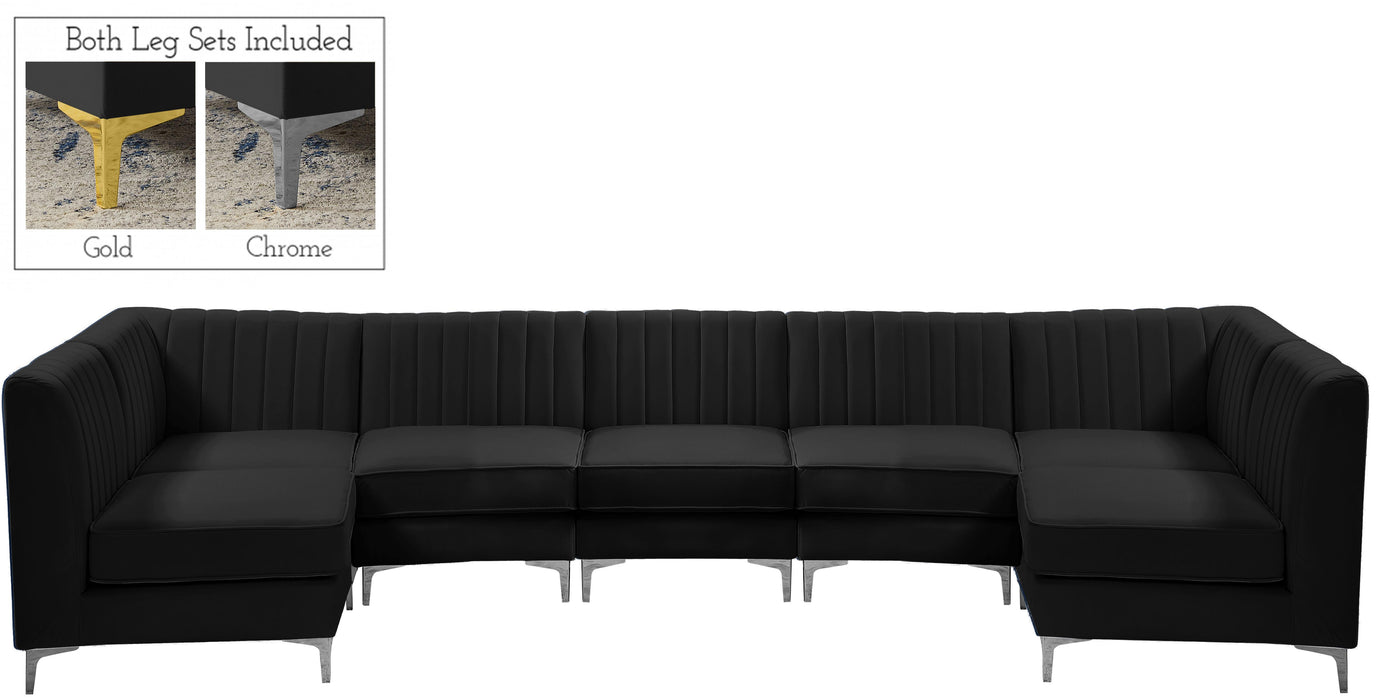 Alina Black Velvet Modular Sectional - Bargain Furniture (Detroit, MI)