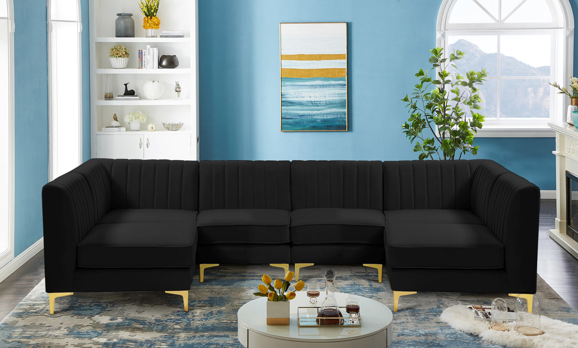 Alina Black Velvet Modular Sectional - Bargain Furniture (Detroit, MI)