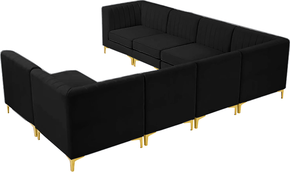 Alina Black Velvet Modular Sectional - Bargain Furniture (Detroit, MI)
