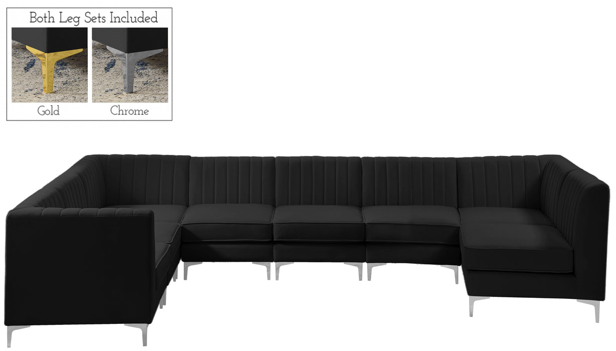 Alina Black Velvet Modular Sectional - Bargain Furniture (Detroit, MI)