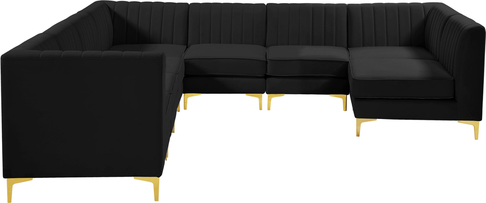 Alina Black Velvet Modular Sectional - Bargain Furniture (Detroit, MI)