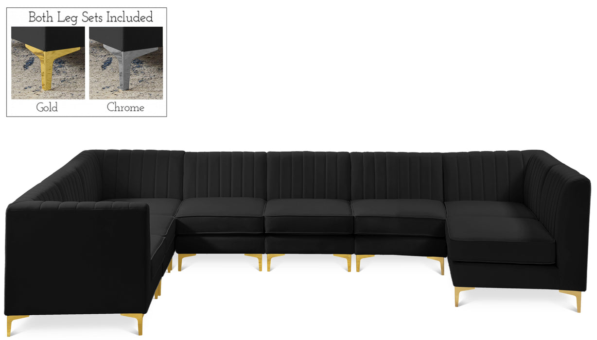 Alina Black Velvet Modular Sectional - Bargain Furniture (Detroit, MI)