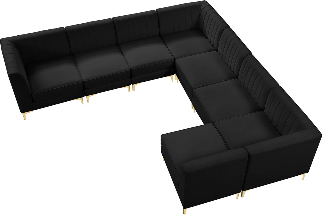 Alina Black Velvet Modular Sectional - Bargain Furniture (Detroit, MI)