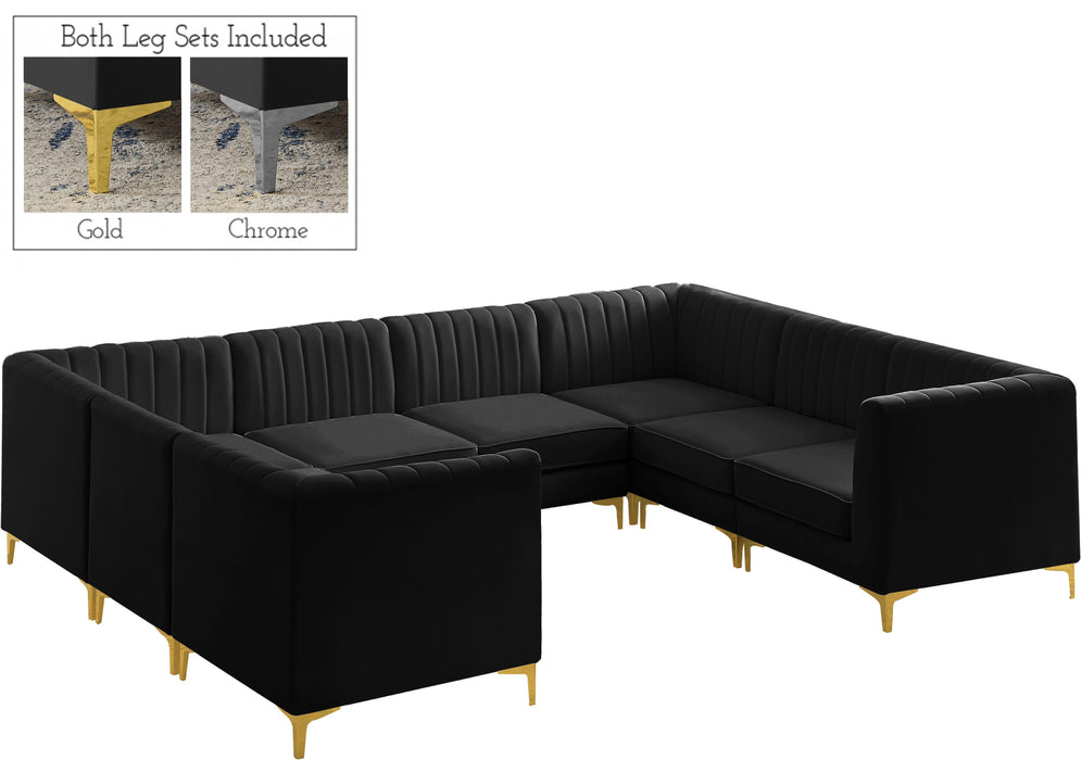 Alina Black Velvet Modular Sectional - Bargain Furniture (Detroit, MI)