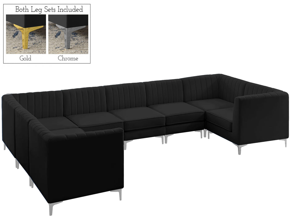 Alina Black Velvet Modular Sectional - Bargain Furniture (Detroit, MI)