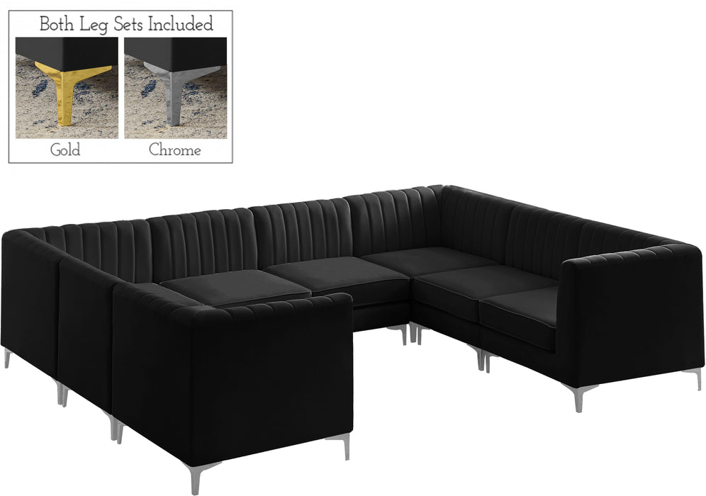 Alina Black Velvet Modular Sectional - Bargain Furniture (Detroit, MI)