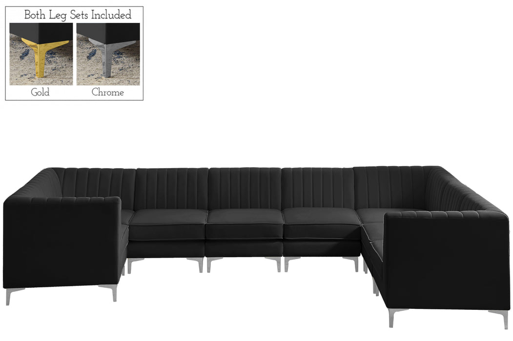 Alina Black Velvet Modular Sectional - Bargain Furniture (Detroit, MI)