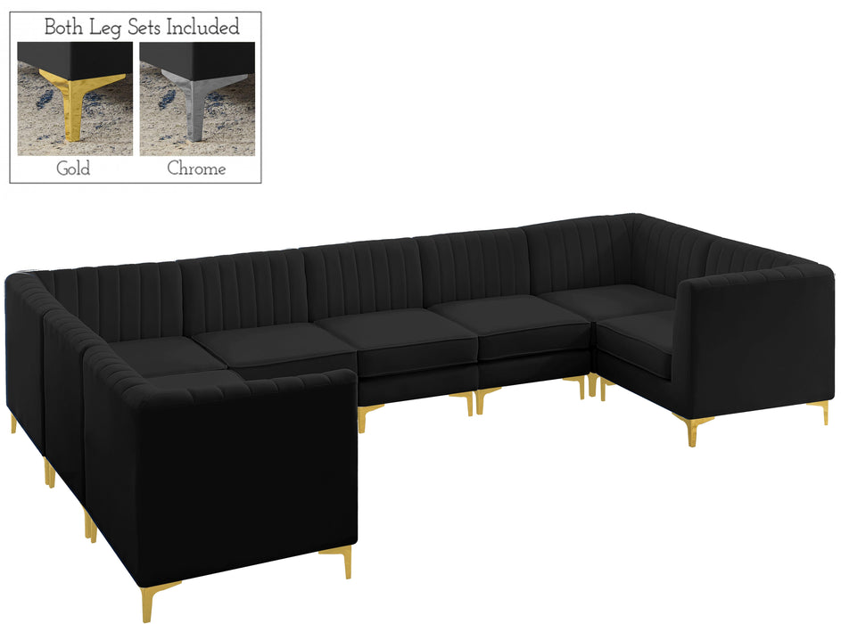 Alina Black Velvet Modular Sectional - Bargain Furniture (Detroit, MI)