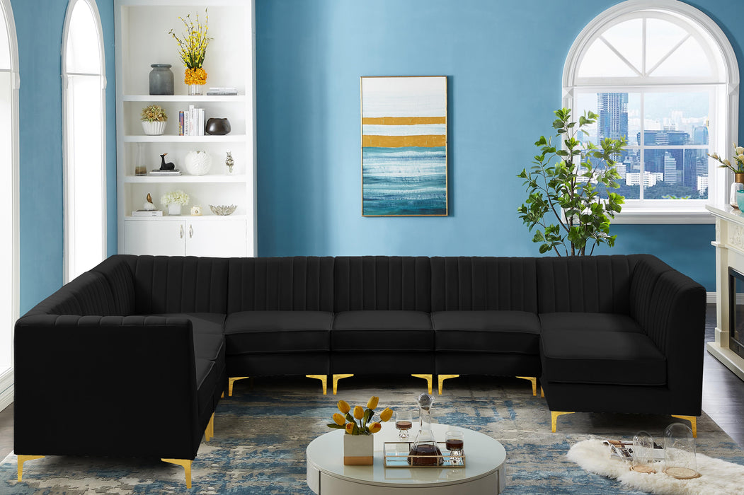 Alina Black Velvet Modular Sectional - Bargain Furniture (Detroit, MI)