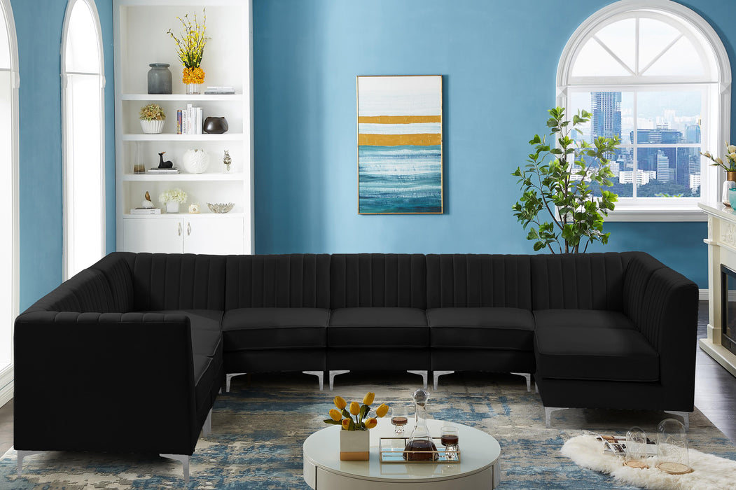 Alina Black Velvet Modular Sectional - Bargain Furniture (Detroit, MI)