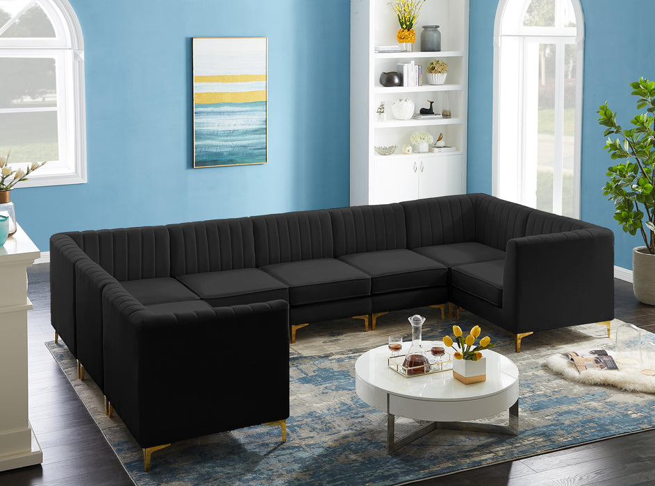 Alina Black Velvet Modular Sectional - Bargain Furniture (Detroit, MI)