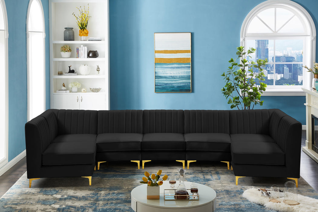 Alina Black Velvet Modular Sectional - Bargain Furniture (Detroit, MI)
