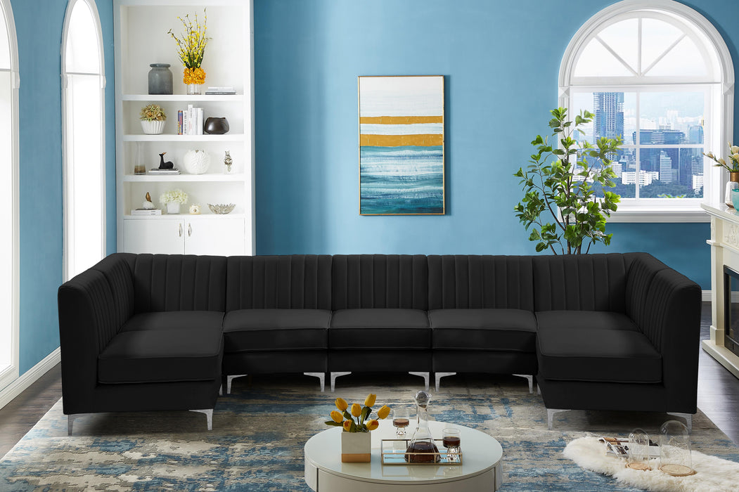 Alina Black Velvet Modular Sectional - Bargain Furniture (Detroit, MI)