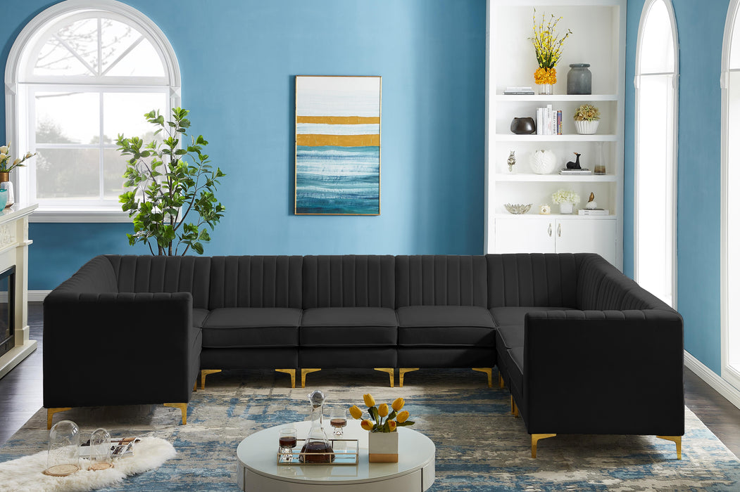 Alina Black Velvet Modular Sectional - Bargain Furniture (Detroit, MI)