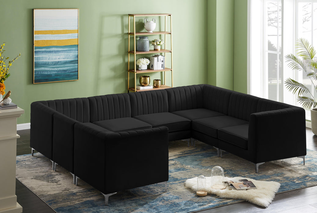 Alina Black Velvet Modular Sectional - Bargain Furniture (Detroit, MI)