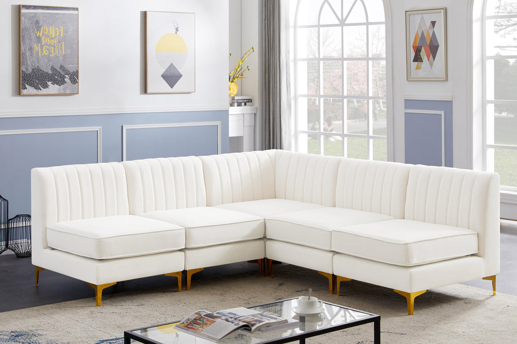 Alina Cream Velvet Modular Sectional - Bargain Furniture (Detroit, MI)