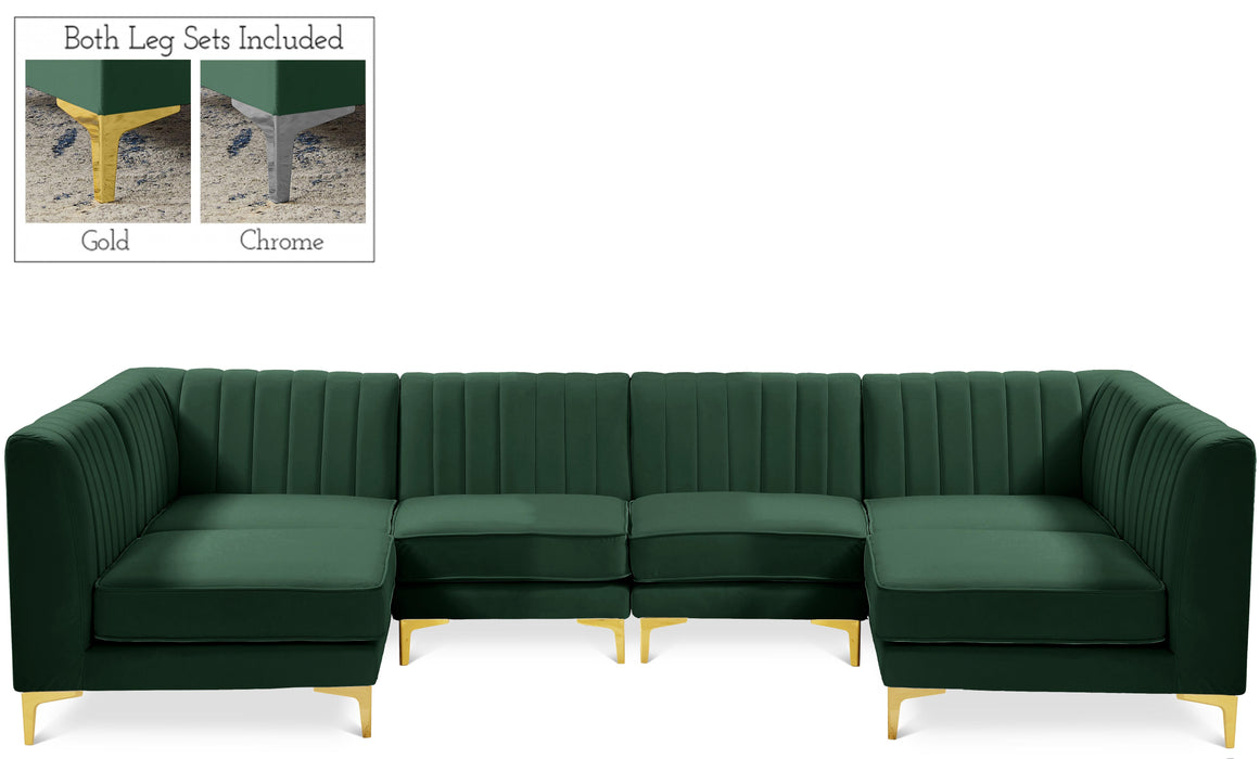 Alina Green Velvet Modular Sectional - Bargain Furniture (Detroit, MI)