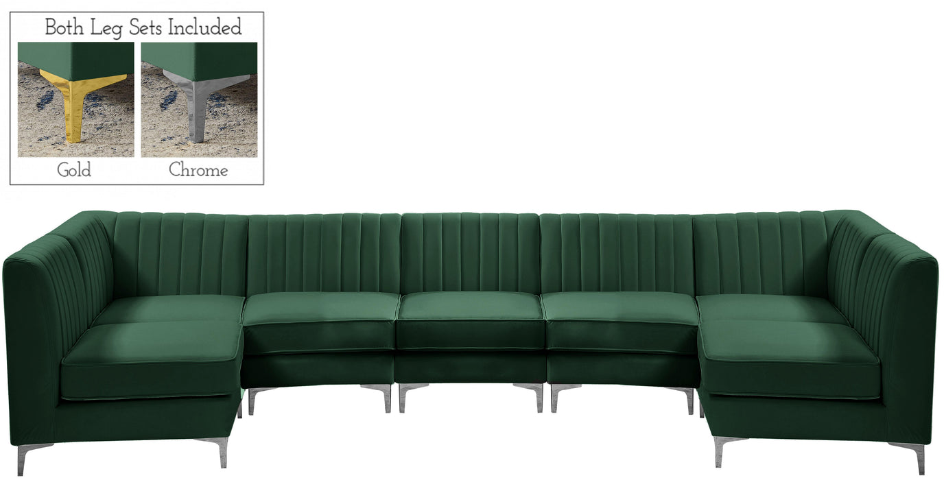 Alina Green Velvet Modular Sectional - Bargain Furniture (Detroit, MI)