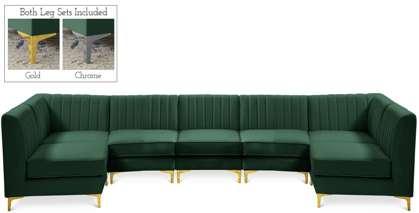 Alina Green Velvet Modular Sectional - Bargain Furniture (Detroit, MI)