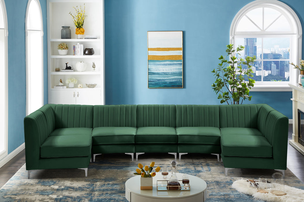 Alina Green Velvet Modular Sectional - Bargain Furniture (Detroit, MI)