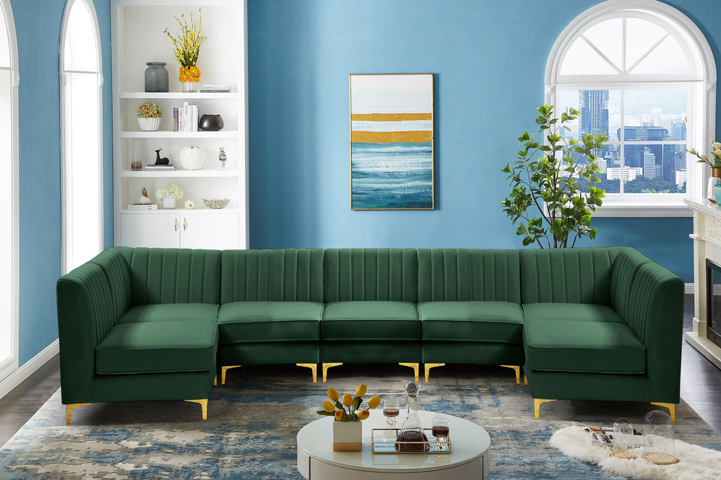 Alina Green Velvet Modular Sectional - Bargain Furniture (Detroit, MI)