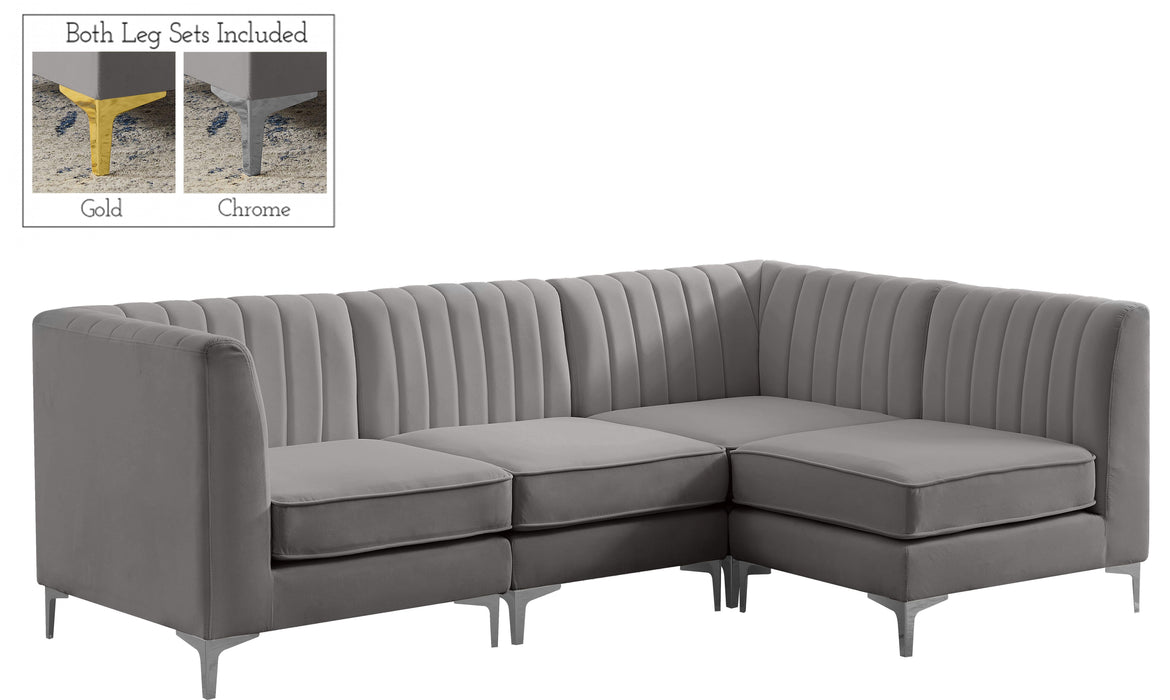 Alina Grey Velvet Modular Sectional - Bargain Furniture (Detroit, MI)