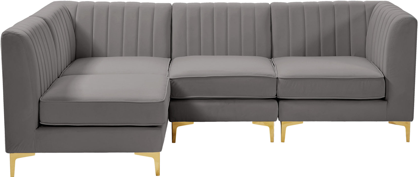 Alina Grey Velvet Modular Sectional - Bargain Furniture (Detroit, MI)