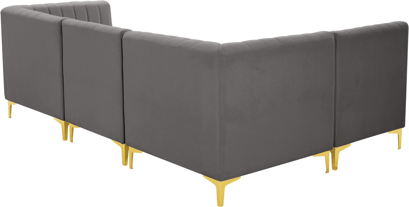 Alina Grey Velvet Modular Sectional - Bargain Furniture (Detroit, MI)