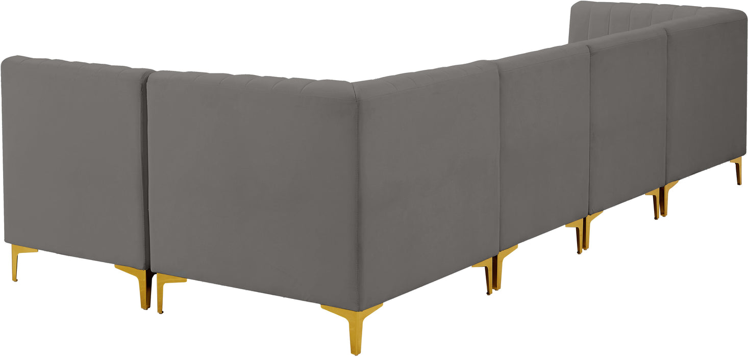 Alina Grey Velvet Modular Sectional - Bargain Furniture (Detroit, MI)