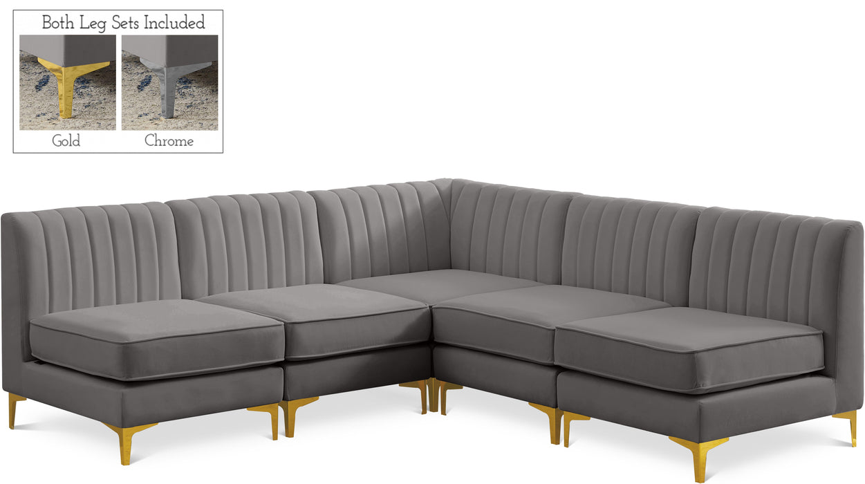 Alina Grey Velvet Modular Sectional - Bargain Furniture (Detroit, MI)