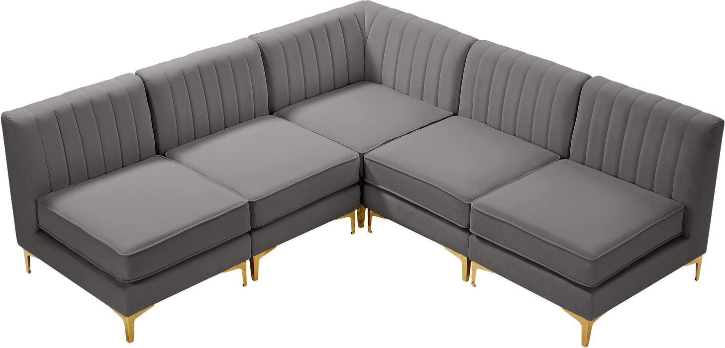 Alina Grey Velvet Modular Sectional - Bargain Furniture (Detroit, MI)