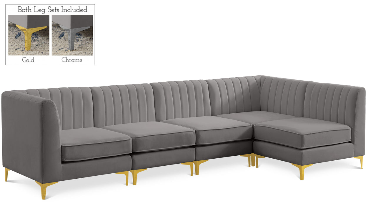 Alina Grey Velvet Modular Sectional - Bargain Furniture (Detroit, MI)
