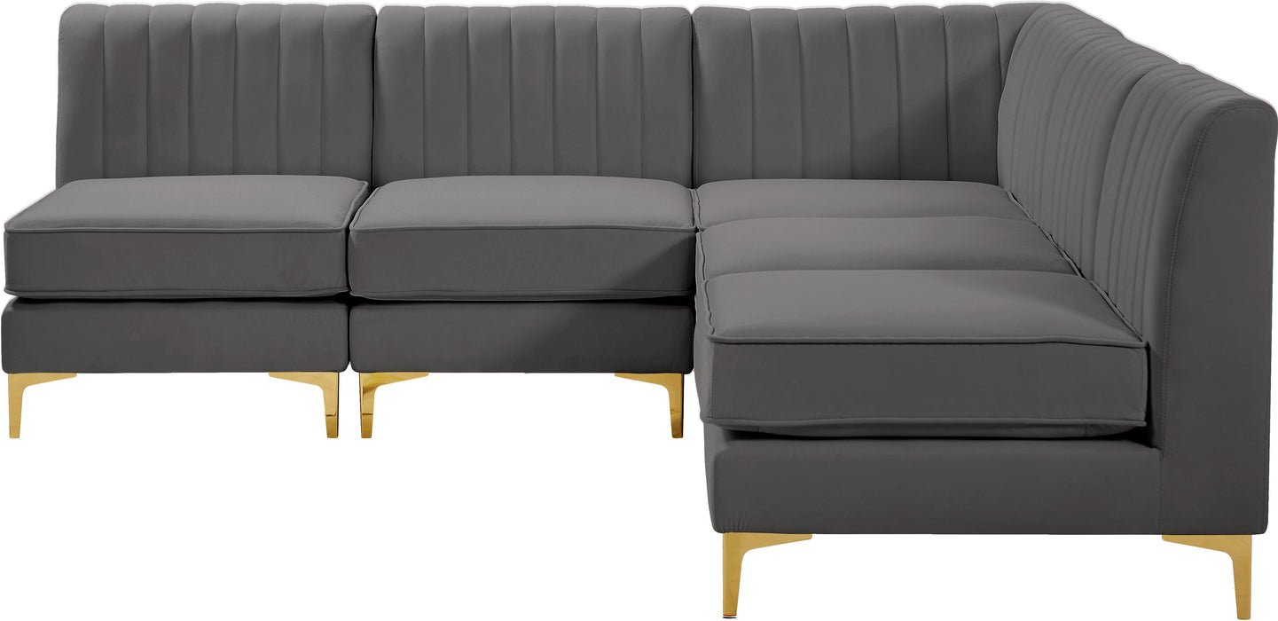 Alina Grey Velvet Modular Sectional - Bargain Furniture (Detroit, MI)