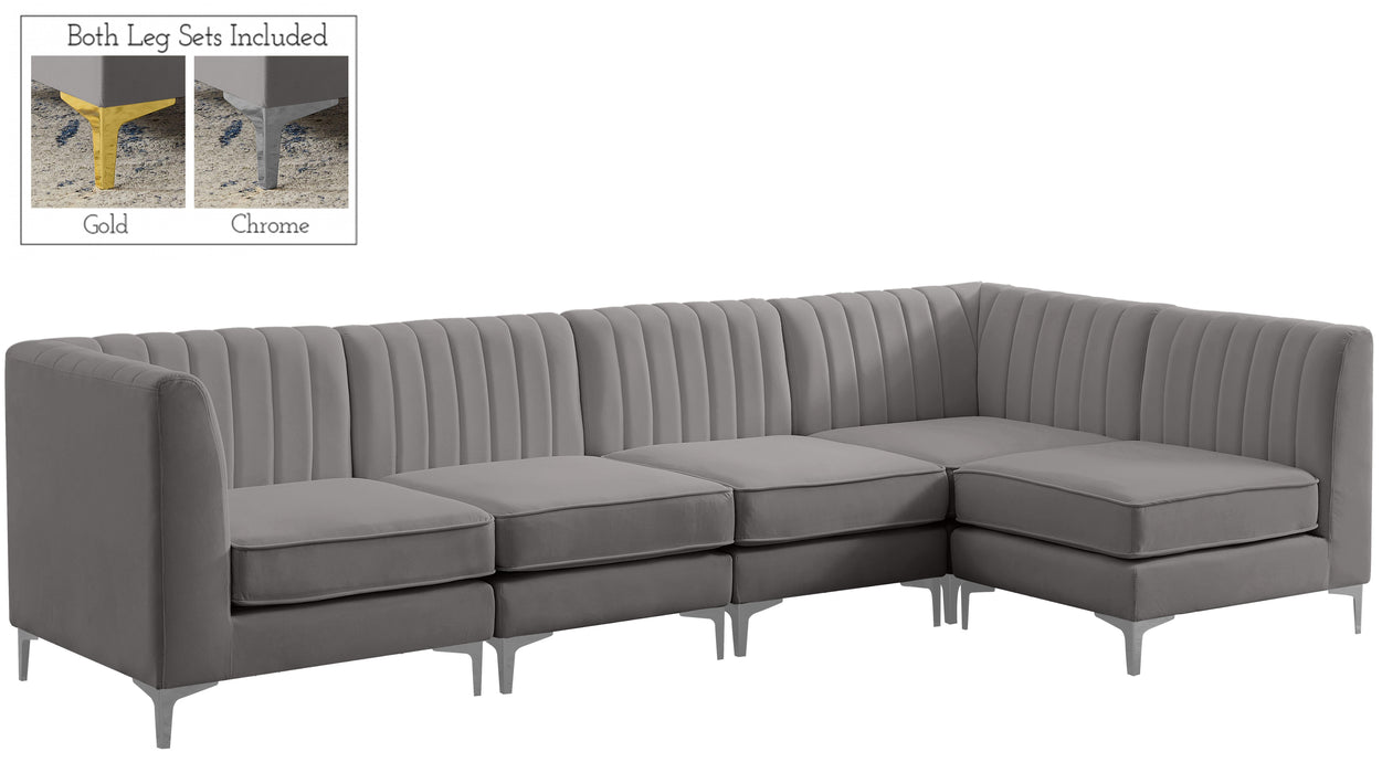 Alina Grey Velvet Modular Sectional - Bargain Furniture (Detroit, MI)