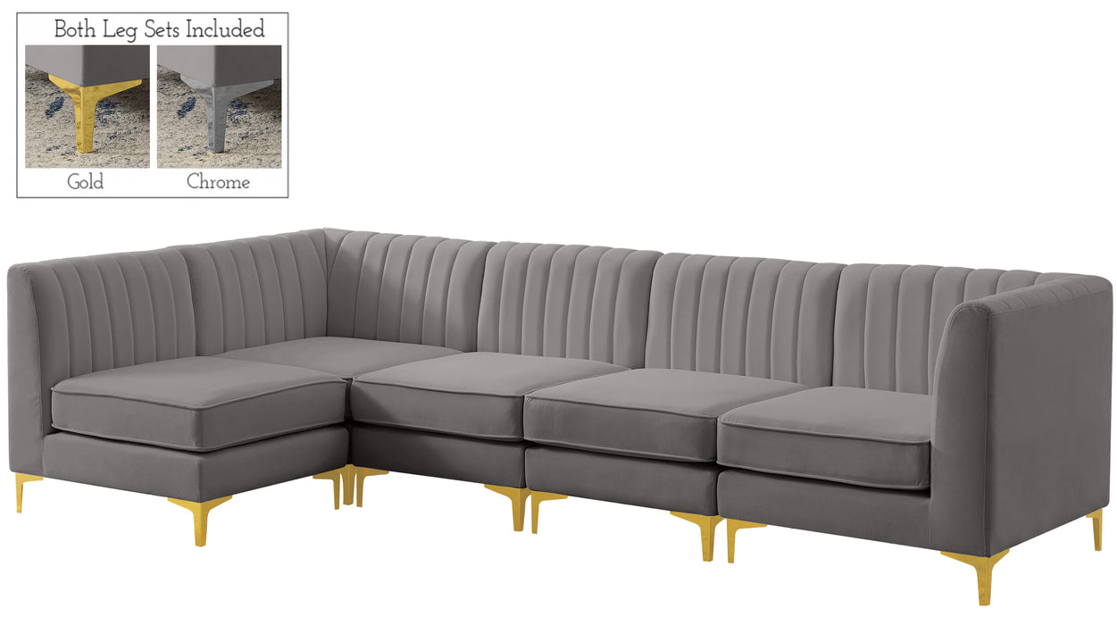 Alina Grey Velvet Modular Sectional - Bargain Furniture (Detroit, MI)
