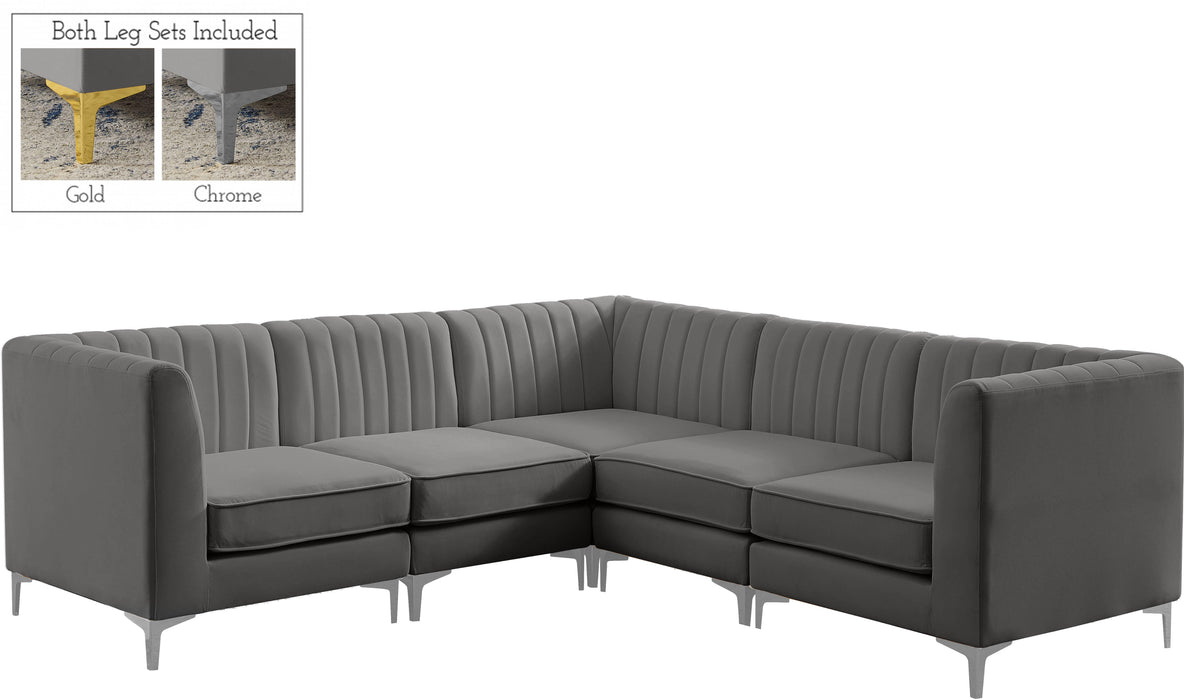 Alina Grey Velvet Modular Sectional - Bargain Furniture (Detroit, MI)