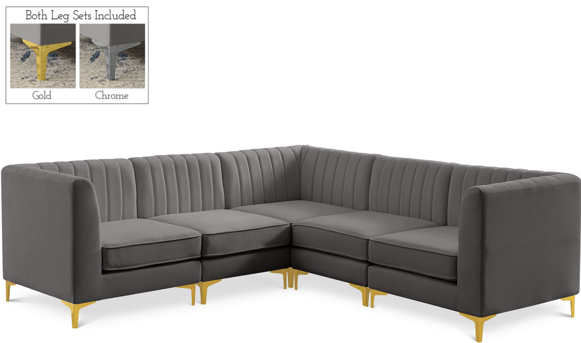 Alina Grey Velvet Modular Sectional - Bargain Furniture (Detroit, MI)