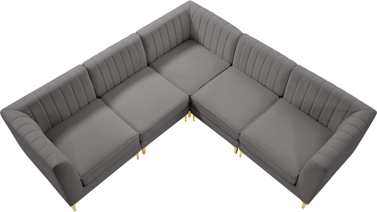 Alina Grey Velvet Modular Sectional - Bargain Furniture (Detroit, MI)