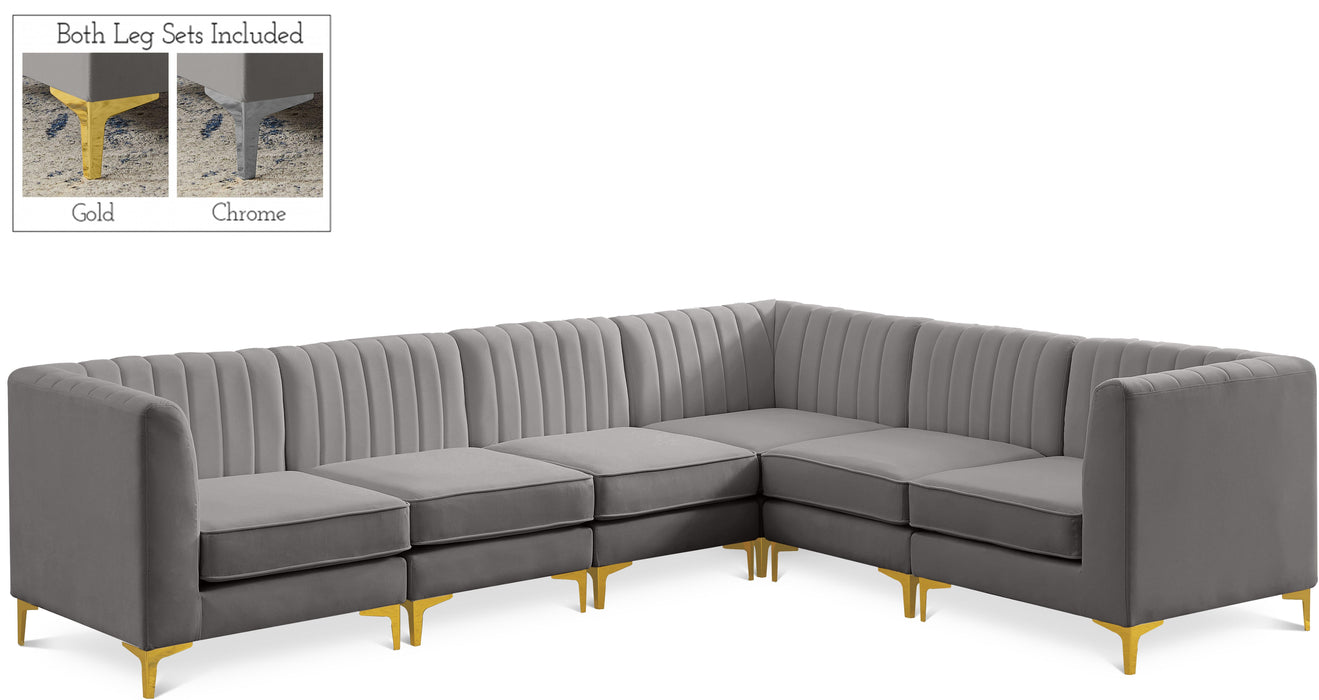 Alina Grey Velvet Modular Sectional - Bargain Furniture (Detroit, MI)