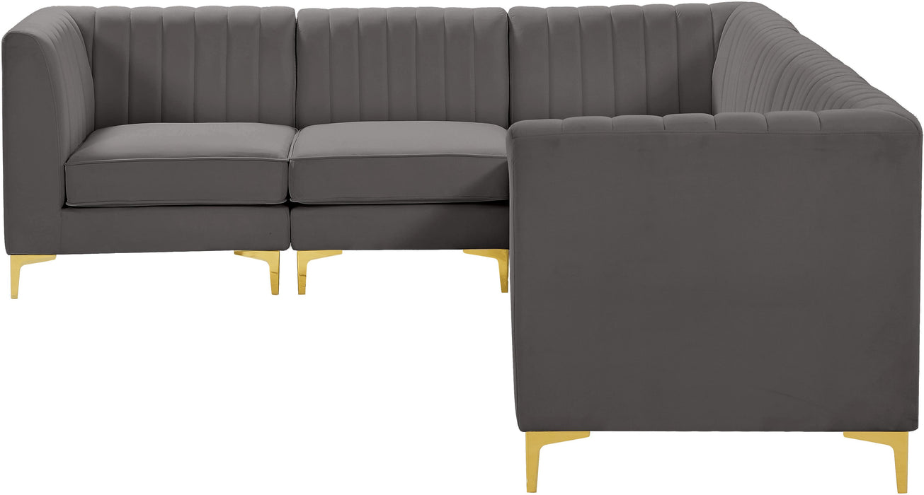 Alina Grey Velvet Modular Sectional - Bargain Furniture (Detroit, MI)