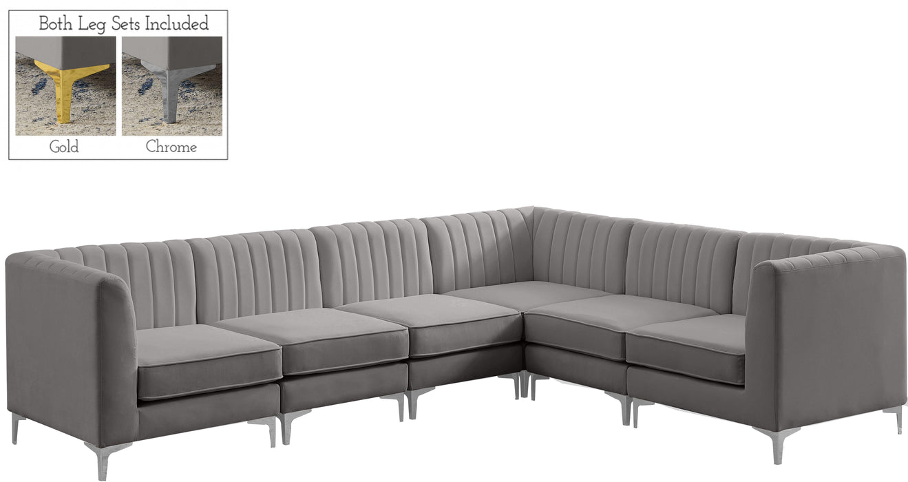 Alina Grey Velvet Modular Sectional - Bargain Furniture (Detroit, MI)