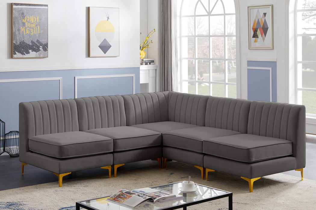 Alina Grey Velvet Modular Sectional - Bargain Furniture (Detroit, MI)
