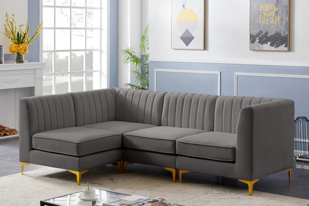 Alina Grey Velvet Modular Sectional - Bargain Furniture (Detroit, MI)