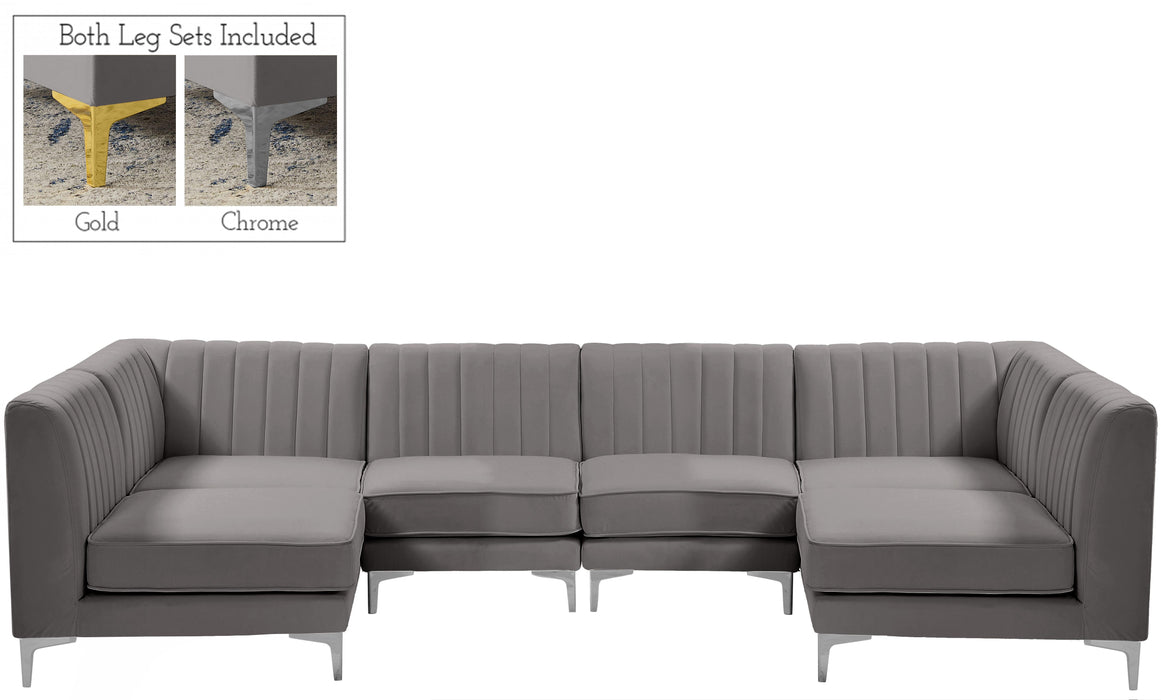 Alina Grey Velvet Modular Sectional - Bargain Furniture (Detroit, MI)