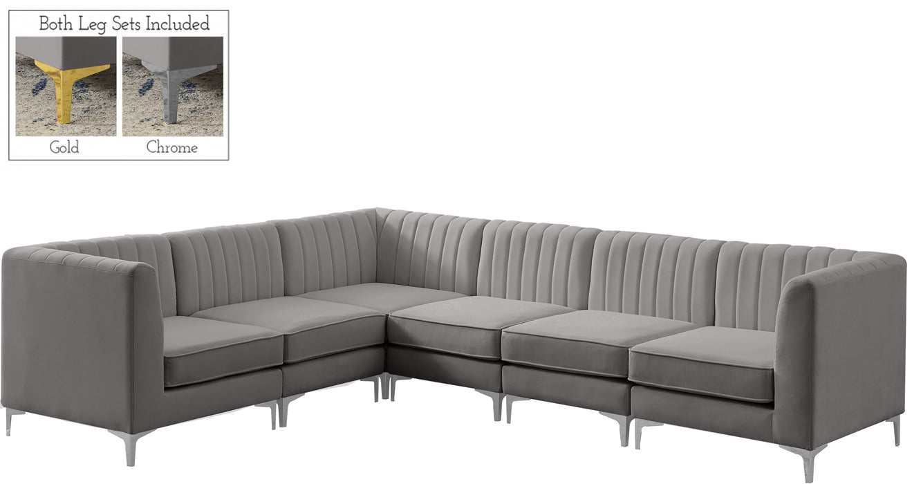 Alina Grey Velvet Modular Sectional - Bargain Furniture (Detroit, MI)