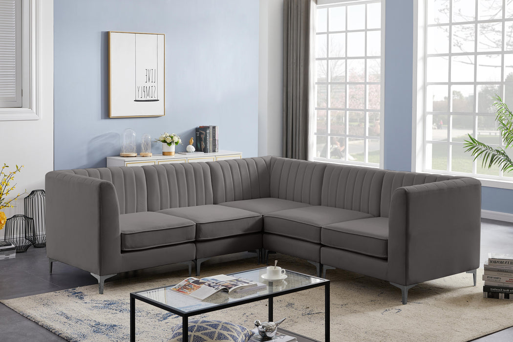 Alina Grey Velvet Modular Sectional - Bargain Furniture (Detroit, MI)