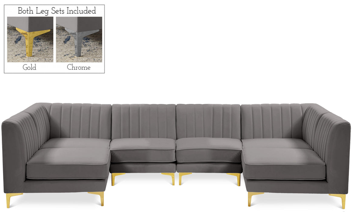 Alina Grey Velvet Modular Sectional - Bargain Furniture (Detroit, MI)
