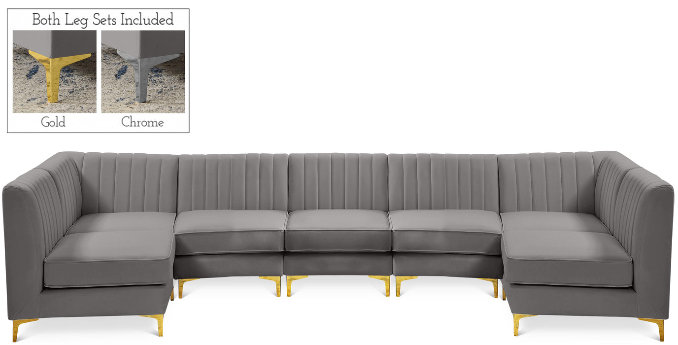 Alina Grey Velvet Modular Sectional - Bargain Furniture (Detroit, MI)