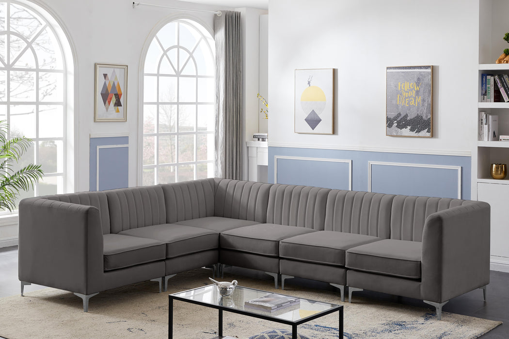 Alina Grey Velvet Modular Sectional - Bargain Furniture (Detroit, MI)
