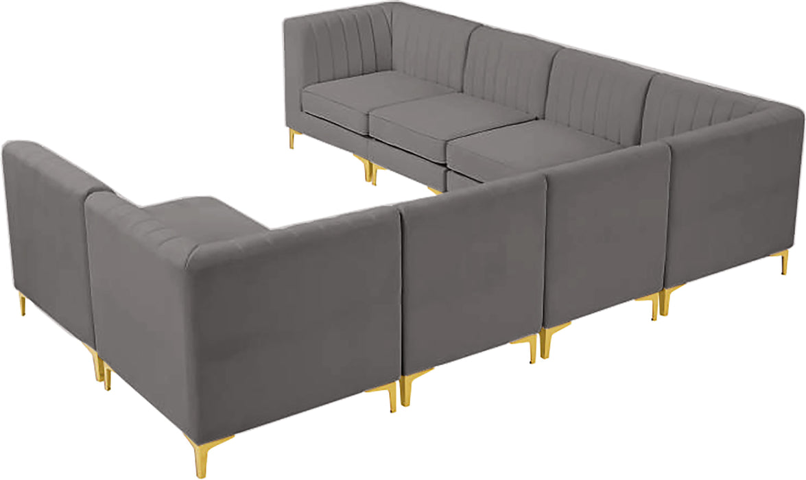 Alina Grey Velvet Modular Sectional - Bargain Furniture (Detroit, MI)